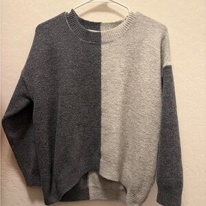 Pink Lily Charcoal and Light Gray Women's Sweater